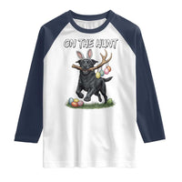 Funny Easter Hunting Dog Raglan Shirt Labrador Bunny Ears On The Hunt