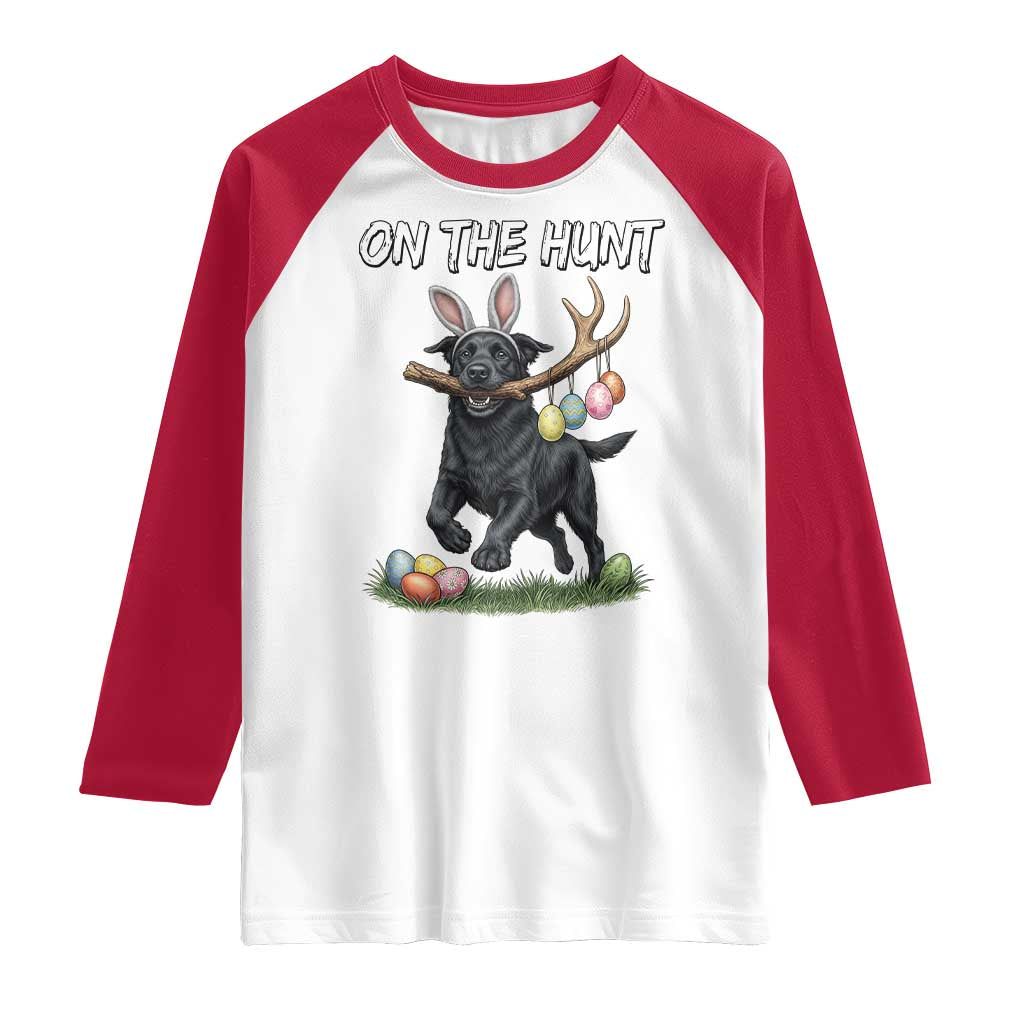 Funny Easter Hunting Dog Raglan Shirt Labrador Bunny Ears On The Hunt