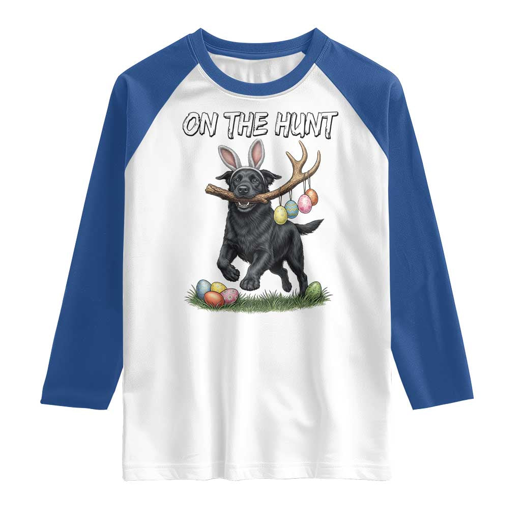 Funny Easter Hunting Dog Raglan Shirt Labrador Bunny Ears On The Hunt