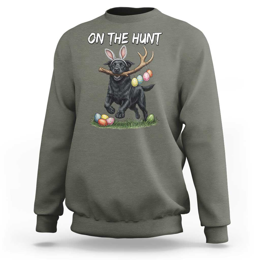 Funny Easter Hunting Dog Sweatshirt Labrador Bunny Ears On The Hunt