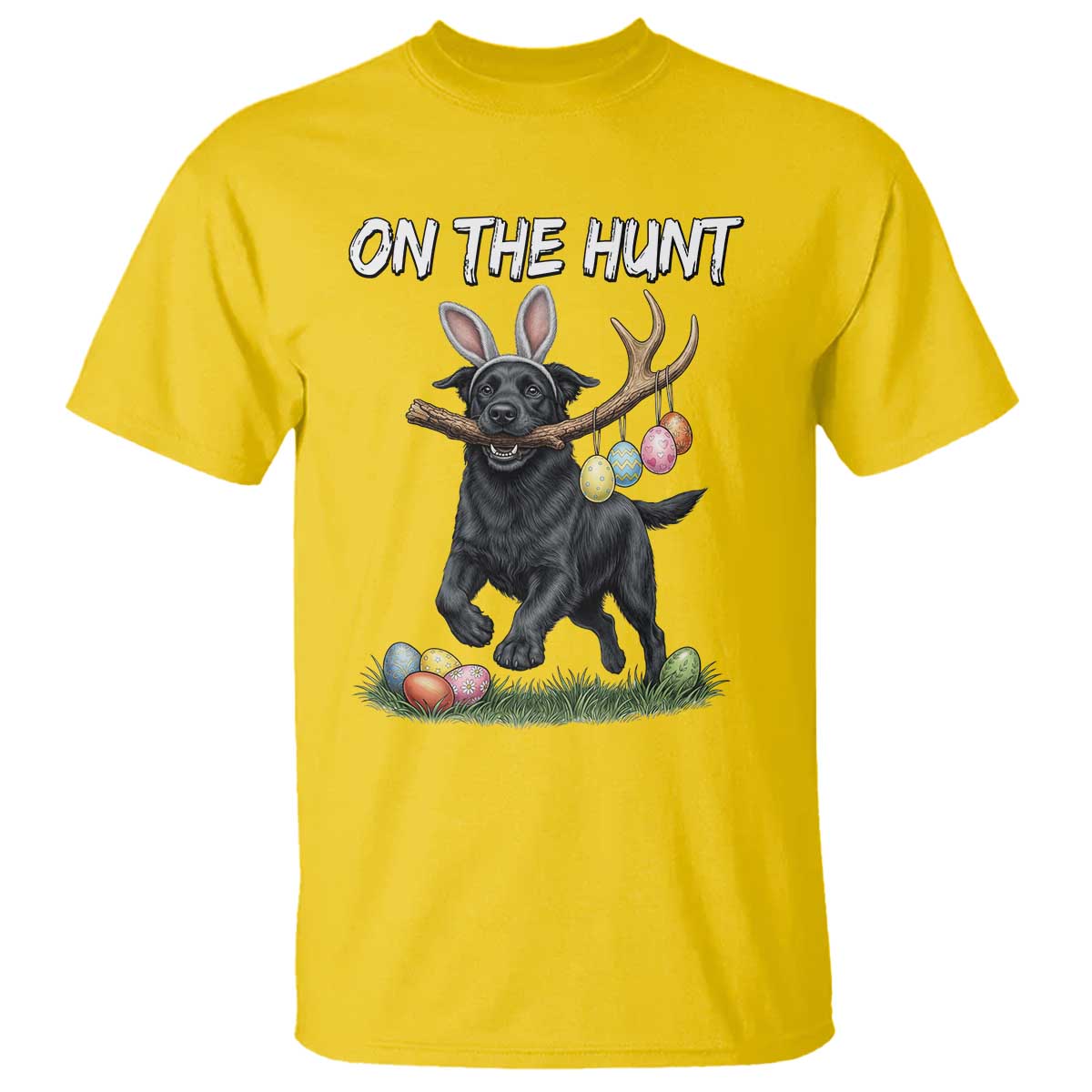 Funny Easter Hunting Dog T Shirt Labrador Bunny Ears On The Hunt