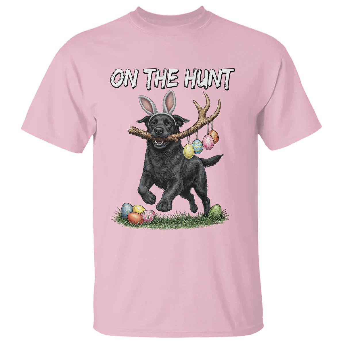 Funny Easter Hunting Dog T Shirt Labrador Bunny Ears On The Hunt