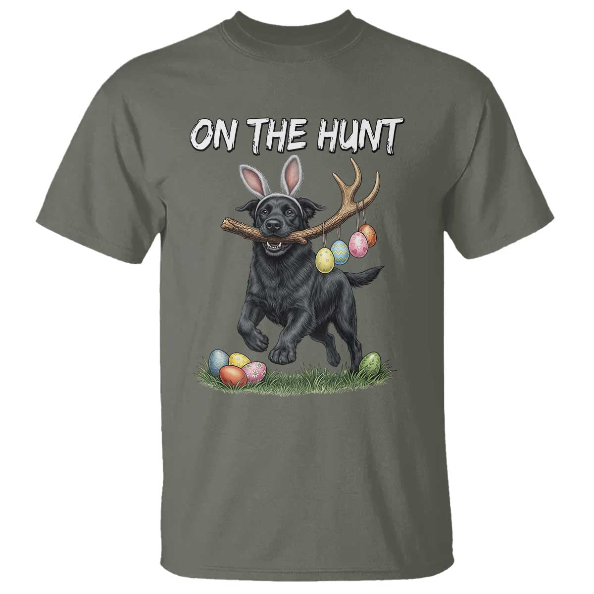 Funny Easter Hunting Dog T Shirt Labrador Bunny Ears On The Hunt