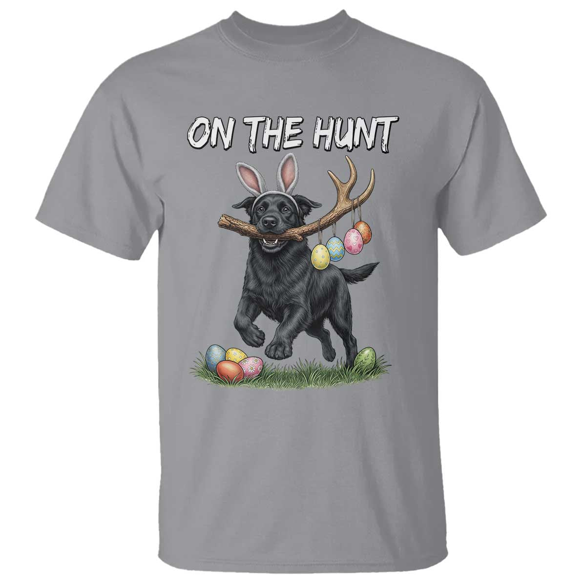 Funny Easter Hunting Dog T Shirt Labrador Bunny Ears On The Hunt