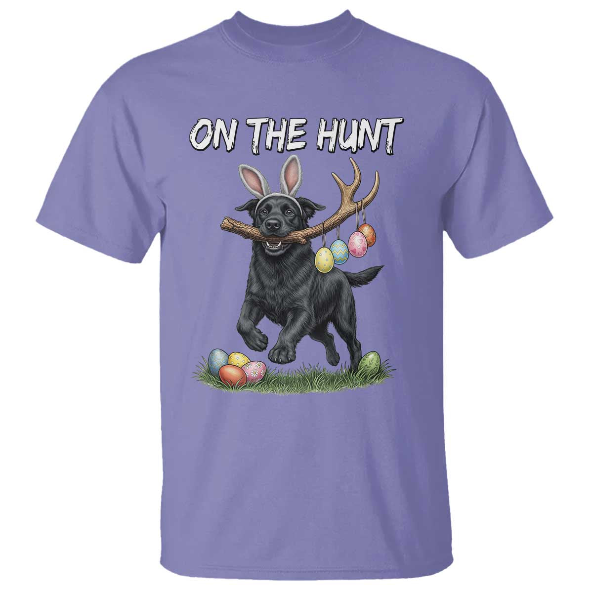 Funny Easter Hunting Dog T Shirt Labrador Bunny Ears On The Hunt