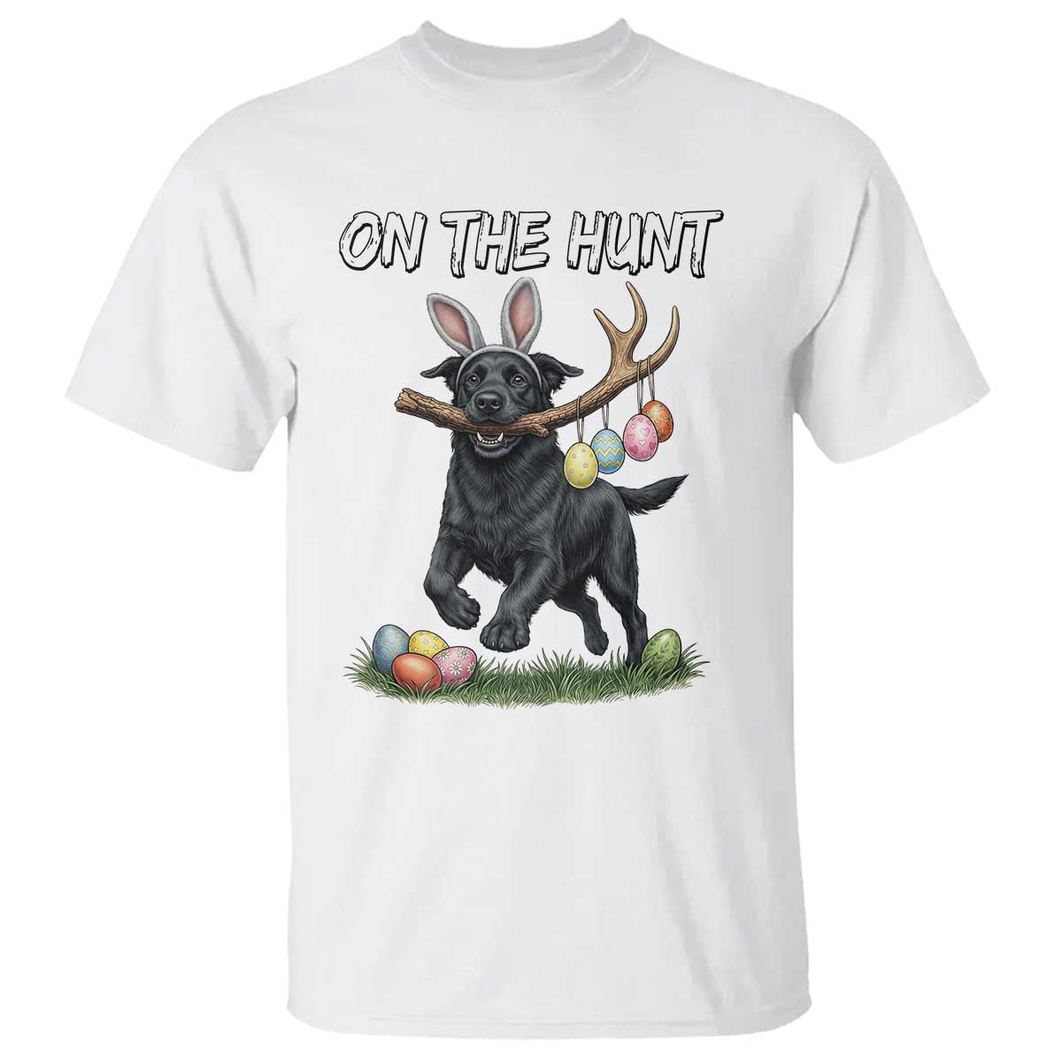 Funny Easter Hunting Dog T Shirt Labrador Bunny Ears On The Hunt