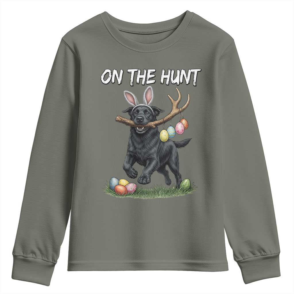 Funny Easter Hunting Dog Youth Sweatshirt Labrador Bunny Ears On The Hunt