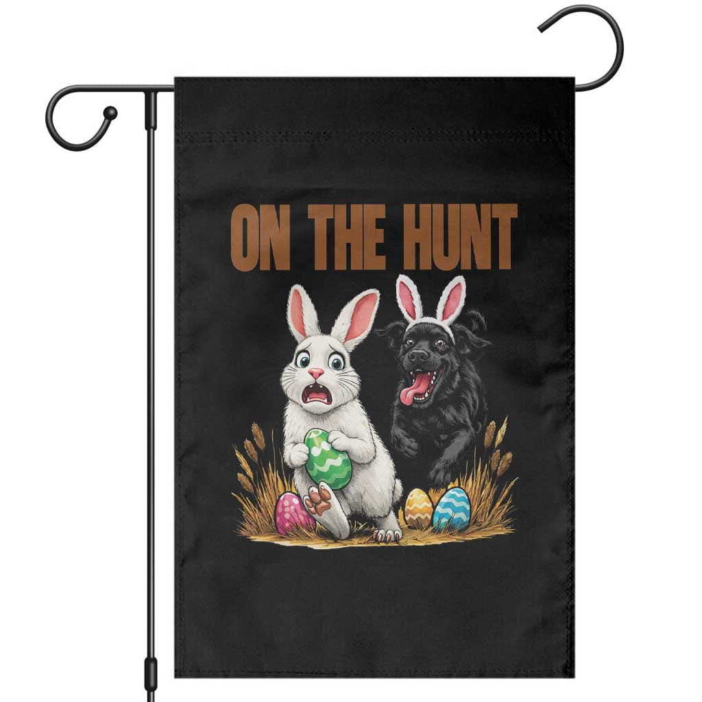 Funny Easter Labrador Bunny Ears Garden Flag On The Hunt