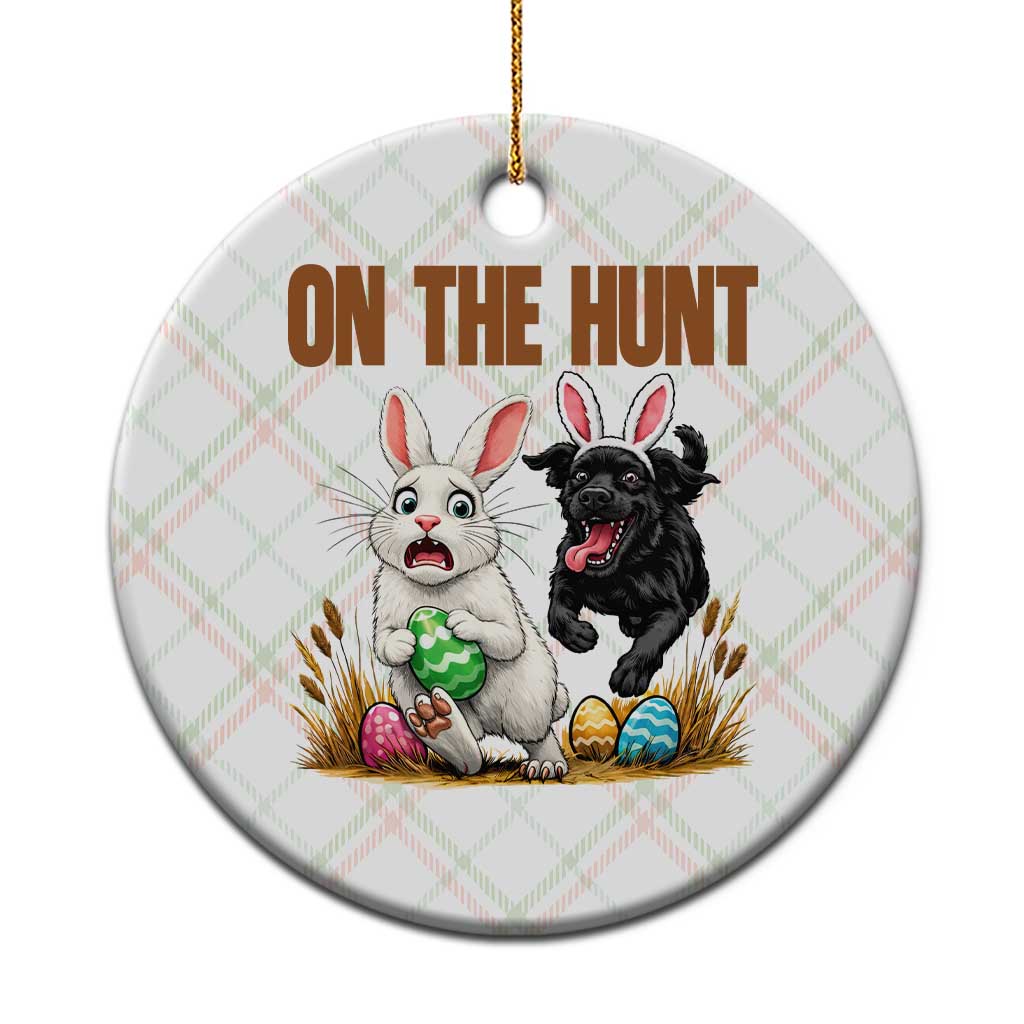 Funny Easter Labrador Bunny Ears Ceramic Ornament On The Hunt
