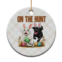 Funny Easter Labrador Bunny Ears Ceramic Ornament On The Hunt