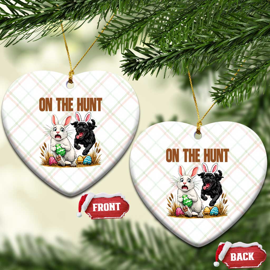 Funny Easter Labrador Bunny Ears Ceramic Ornament On The Hunt