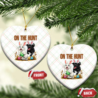 Funny Easter Labrador Bunny Ears Ceramic Ornament On The Hunt