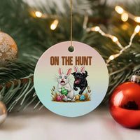 Funny Easter Labrador Bunny Ears Ceramic Ornament On The Hunt