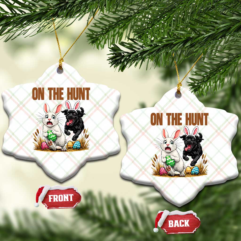 Funny Easter Labrador Bunny Ears Ceramic Ornament On The Hunt