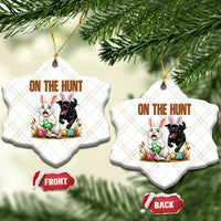 Funny Easter Labrador Bunny Ears Ceramic Ornament On The Hunt