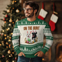 Funny Easter Labrador Bunny Ears Ugly Christmas Sweater On The Hunt
