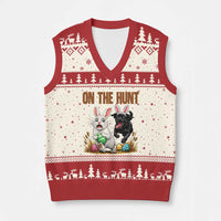 Funny Easter Labrador Bunny Ears V-Neck Knit Sweater Vest On The Hunt