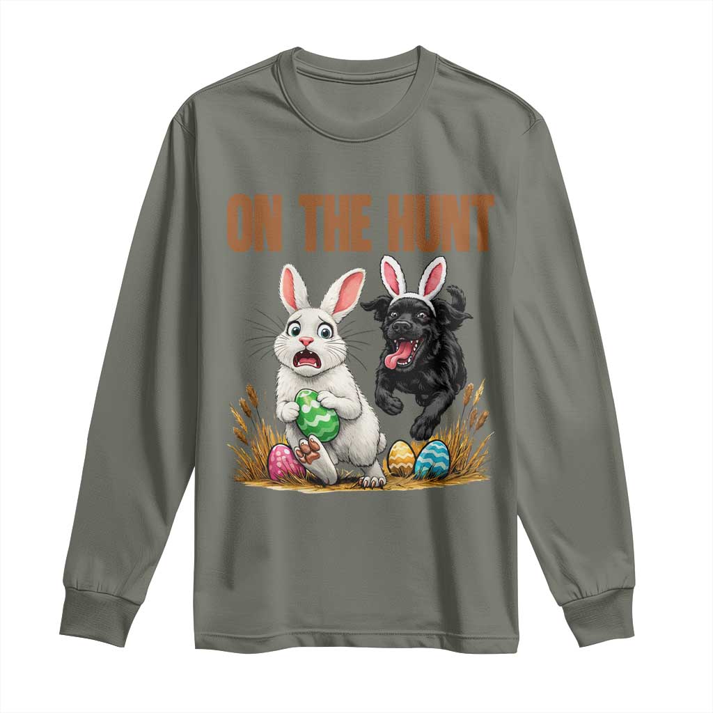 Funny Easter Labrador Bunny Ears Long Sleeve Shirt On The Hunt
