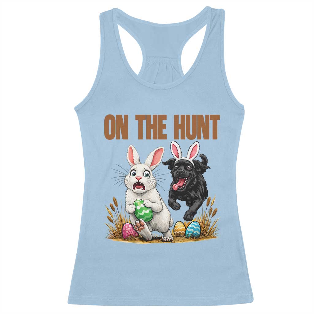 Funny Easter Labrador Bunny Ears Racerback Tank Top On The Hunt