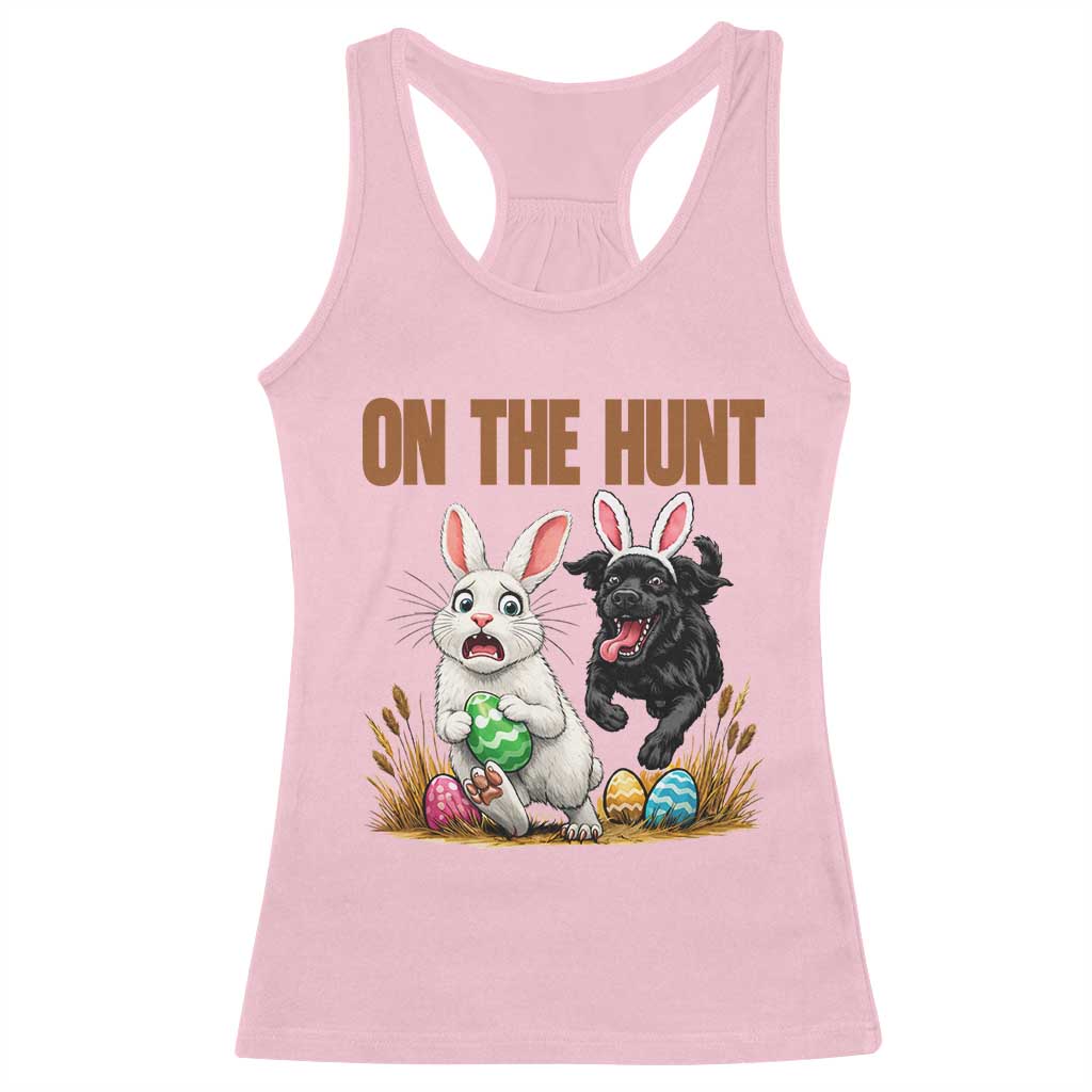Funny Easter Labrador Bunny Ears Racerback Tank Top On The Hunt