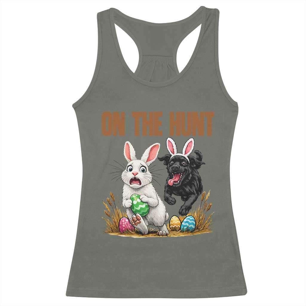 Funny Easter Labrador Bunny Ears Racerback Tank Top On The Hunt