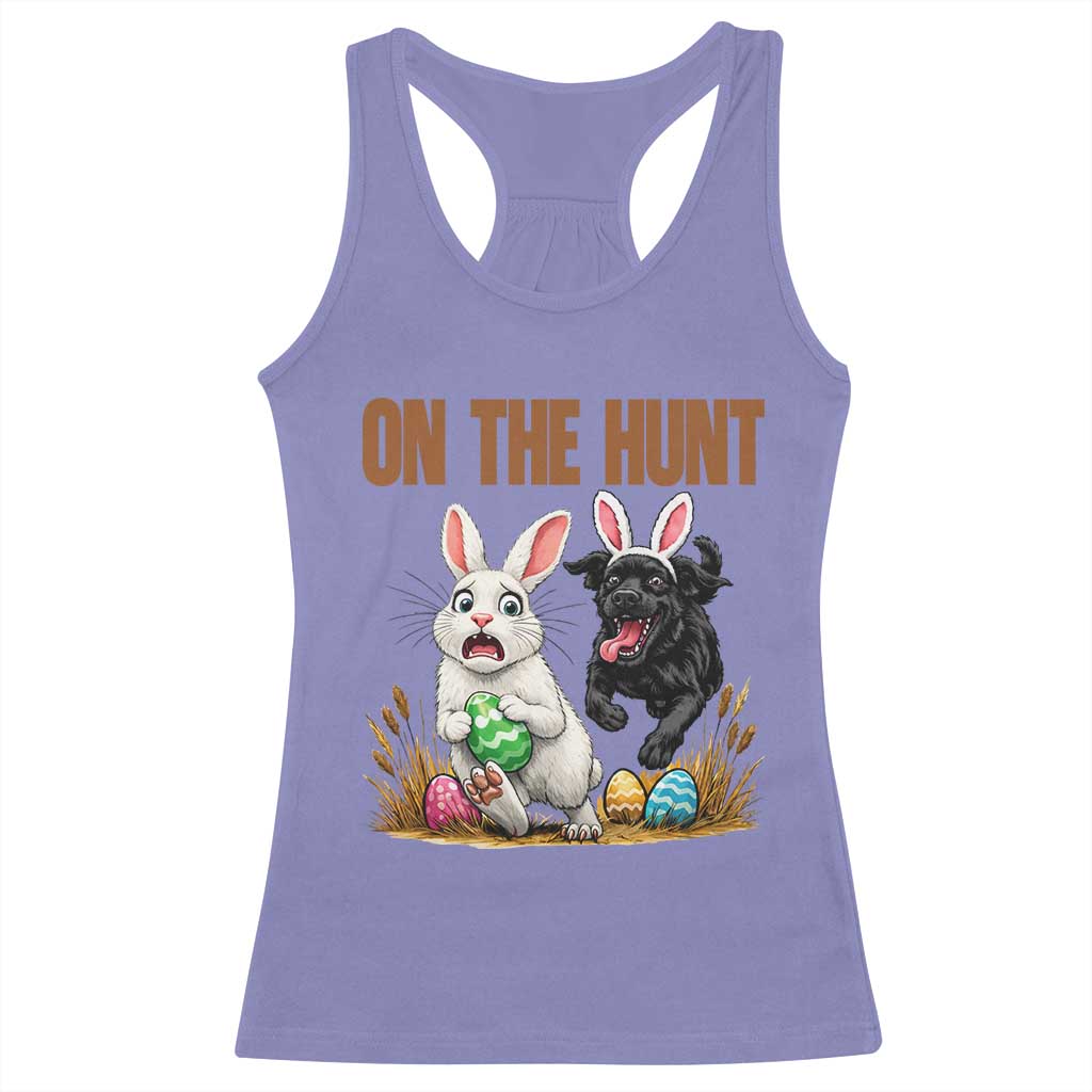 Funny Easter Labrador Bunny Ears Racerback Tank Top On The Hunt