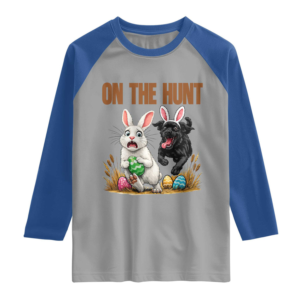 Funny Easter Labrador Bunny Ears Raglan Shirt On The Hunt