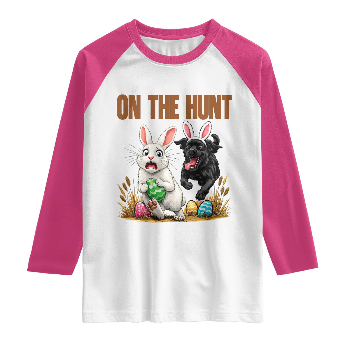Funny Easter Labrador Bunny Ears Raglan Shirt On The Hunt