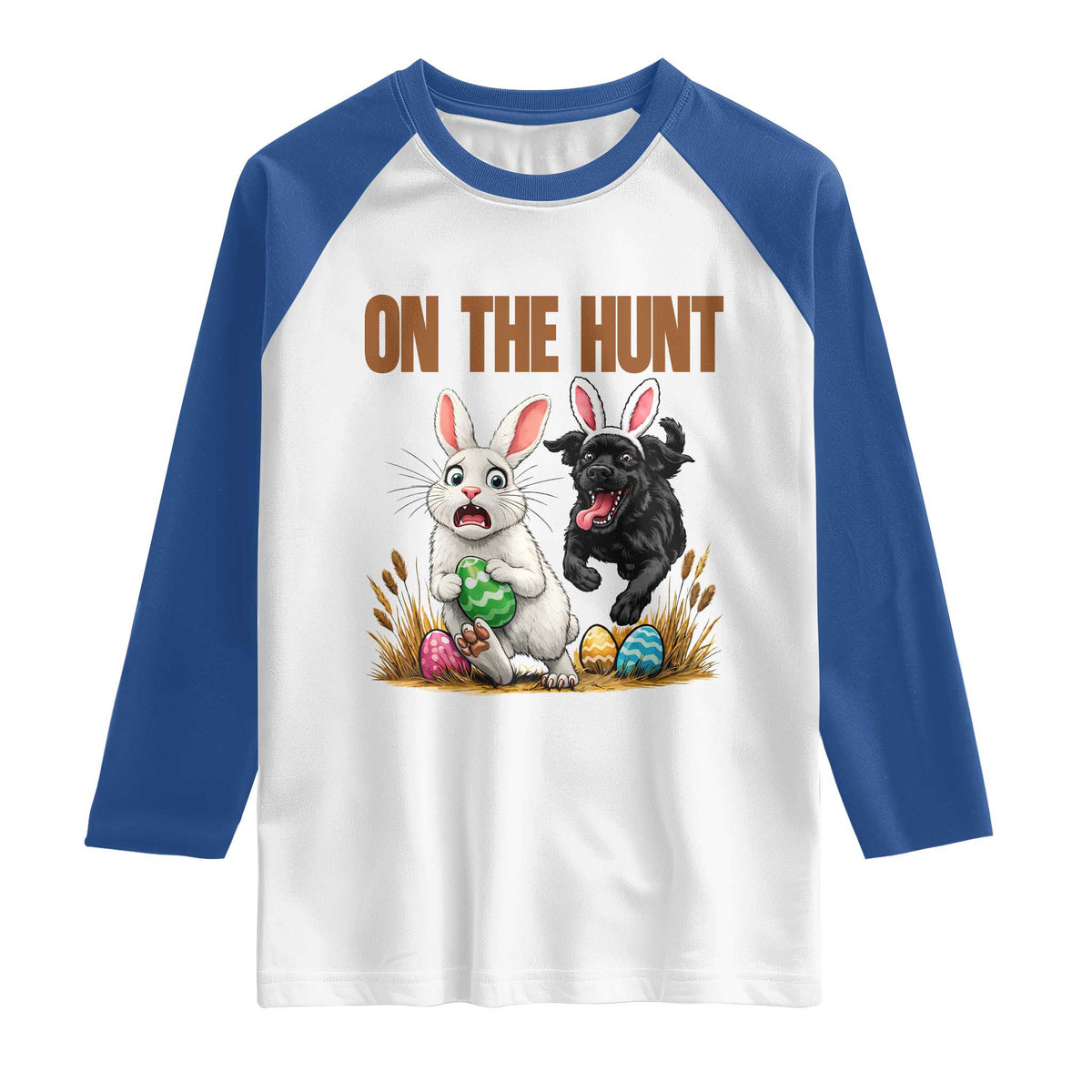 Funny Easter Labrador Bunny Ears Raglan Shirt On The Hunt