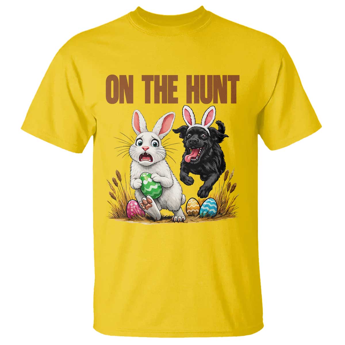 Funny Easter Labrador Bunny Ears T Shirt On The Hunt