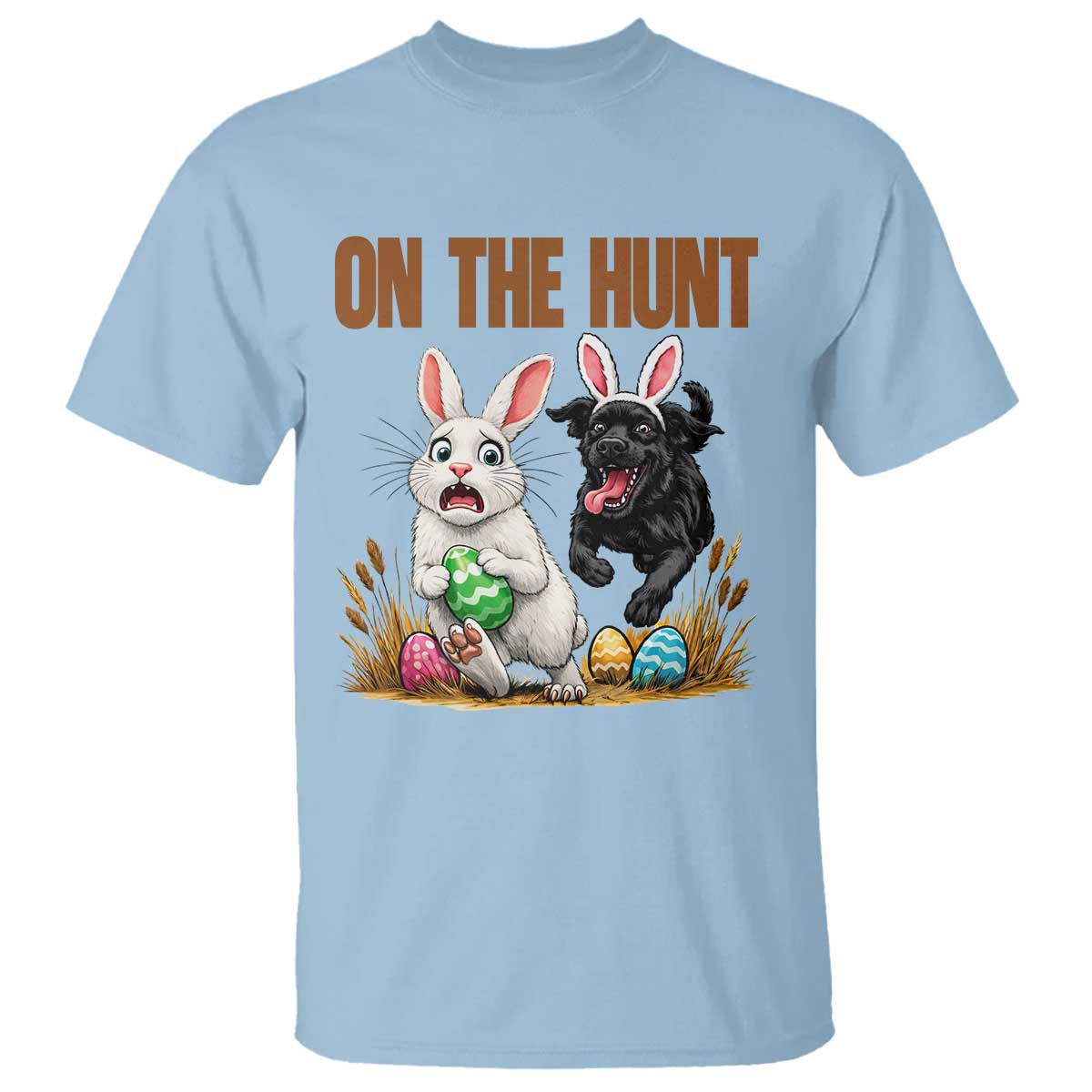 Funny Easter Labrador Bunny Ears T Shirt On The Hunt
