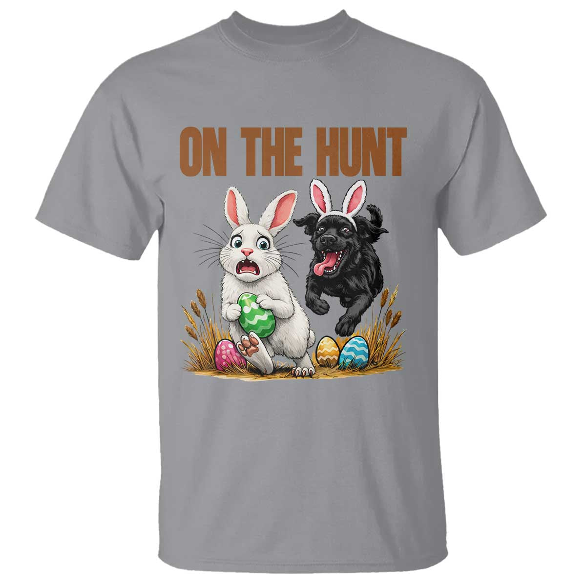 Funny Easter Labrador Bunny Ears T Shirt On The Hunt