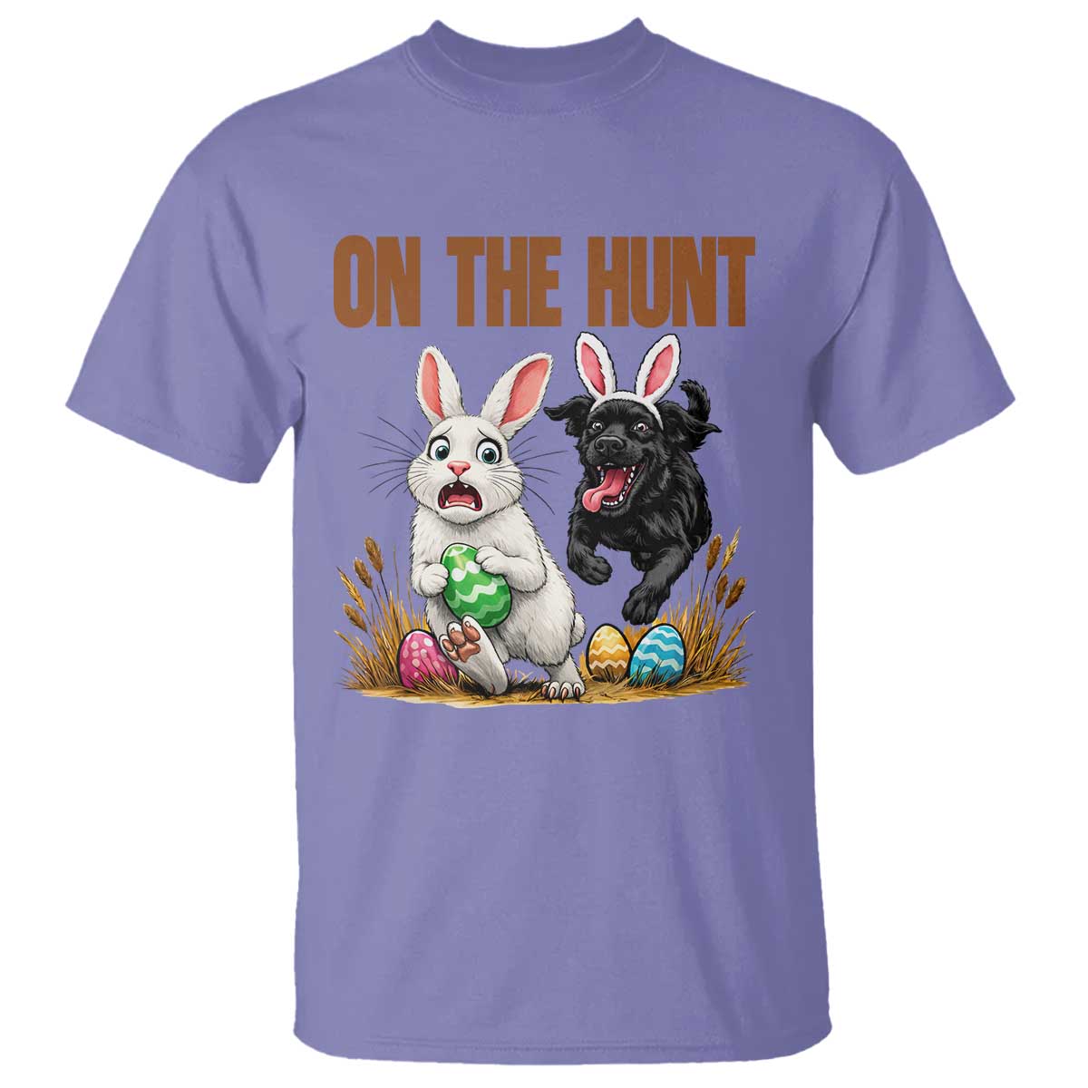 Funny Easter Labrador Bunny Ears T Shirt On The Hunt