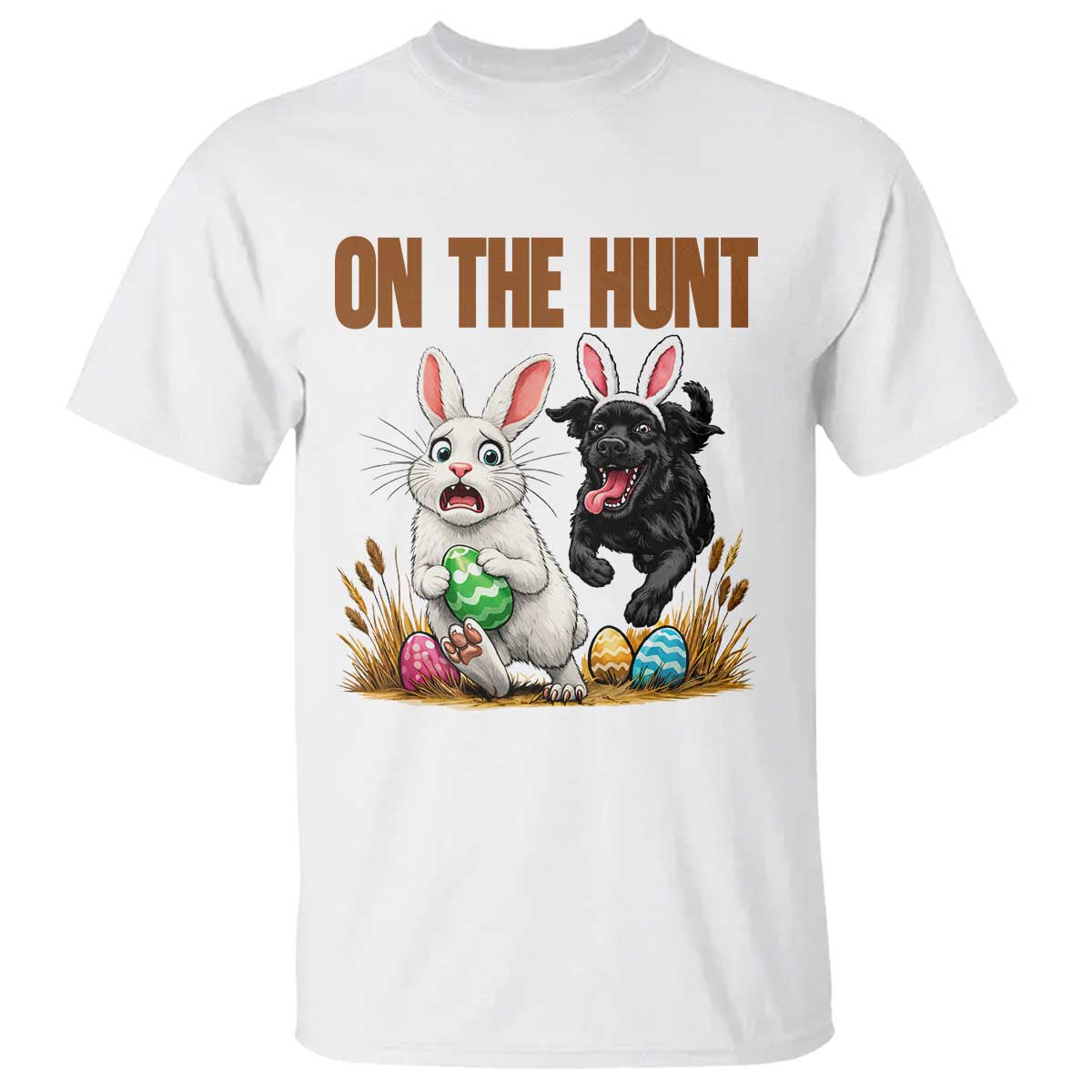 Funny Easter Labrador Bunny Ears T Shirt On The Hunt