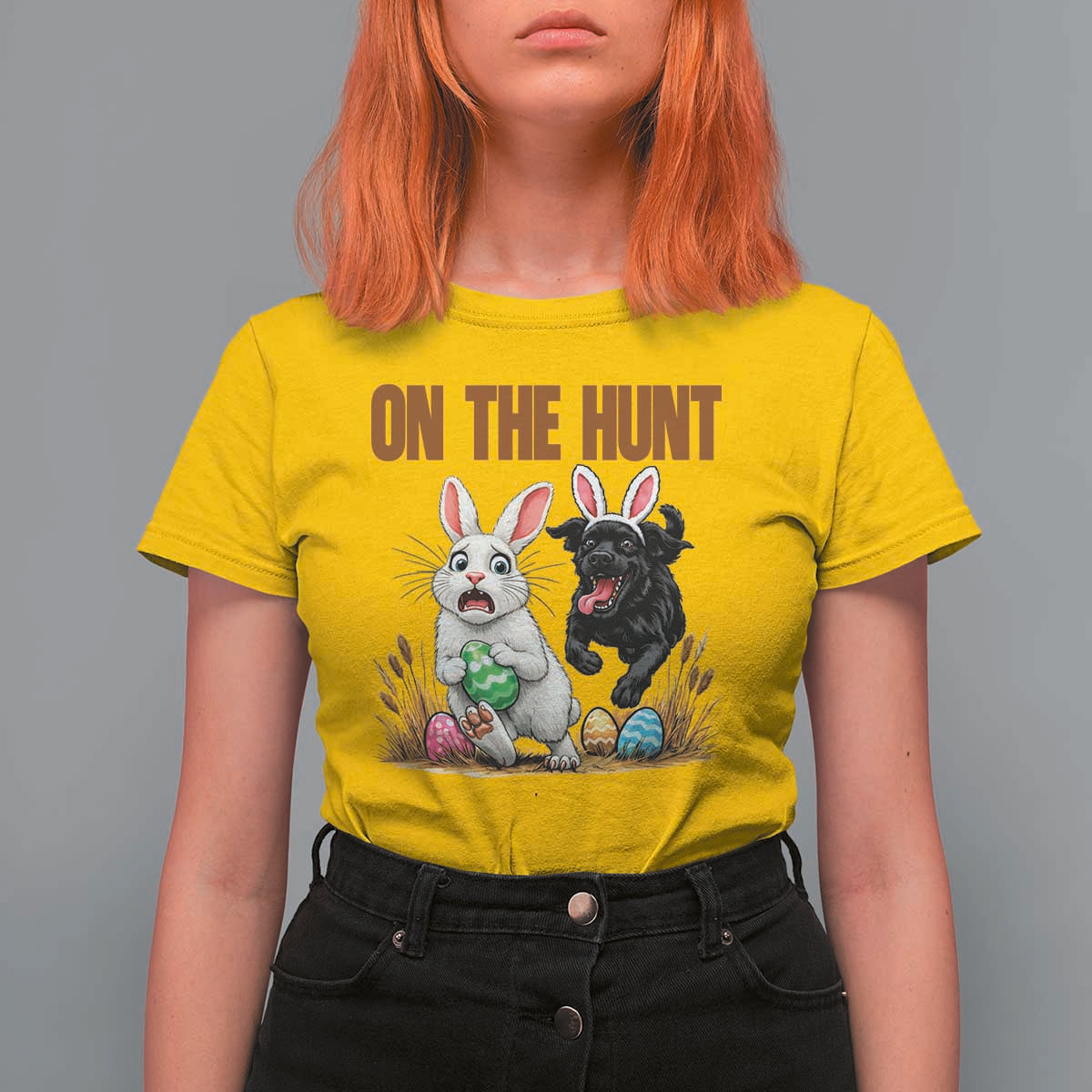 Funny Easter Labrador Bunny Ears T Shirt For Women On The Hunt