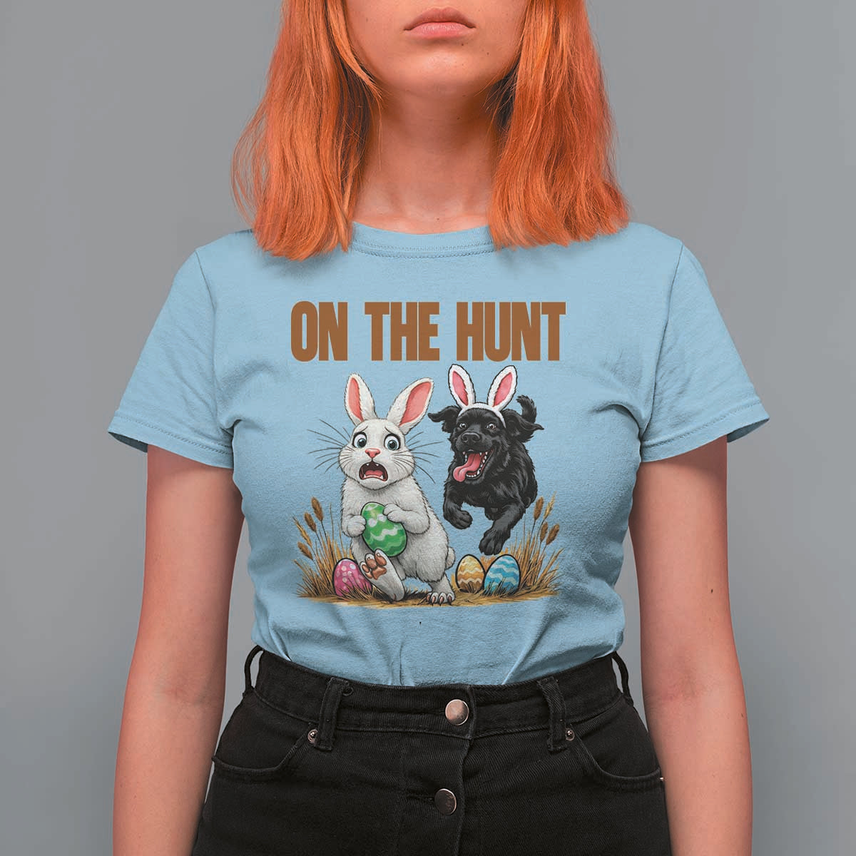 Funny Easter Labrador Bunny Ears T Shirt For Women On The Hunt