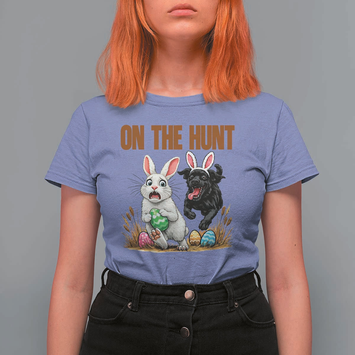 Funny Easter Labrador Bunny Ears T Shirt For Women On The Hunt