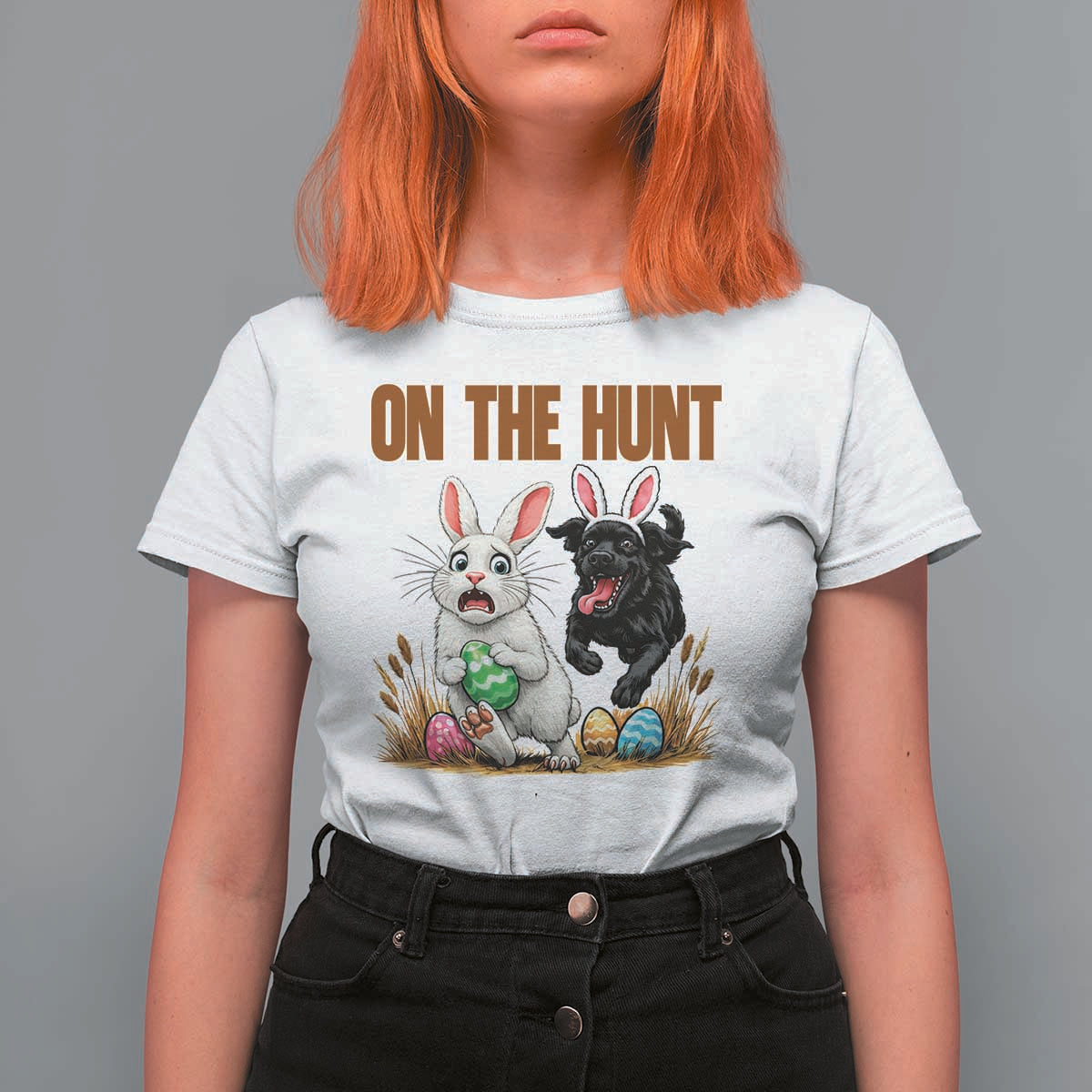 Funny Easter Labrador Bunny Ears T Shirt For Women On The Hunt
