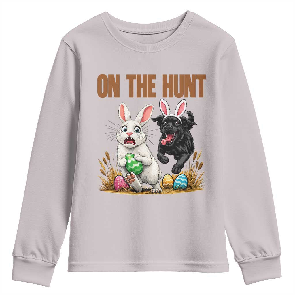 Funny Easter Labrador Bunny Ears Youth Sweatshirt On The Hunt