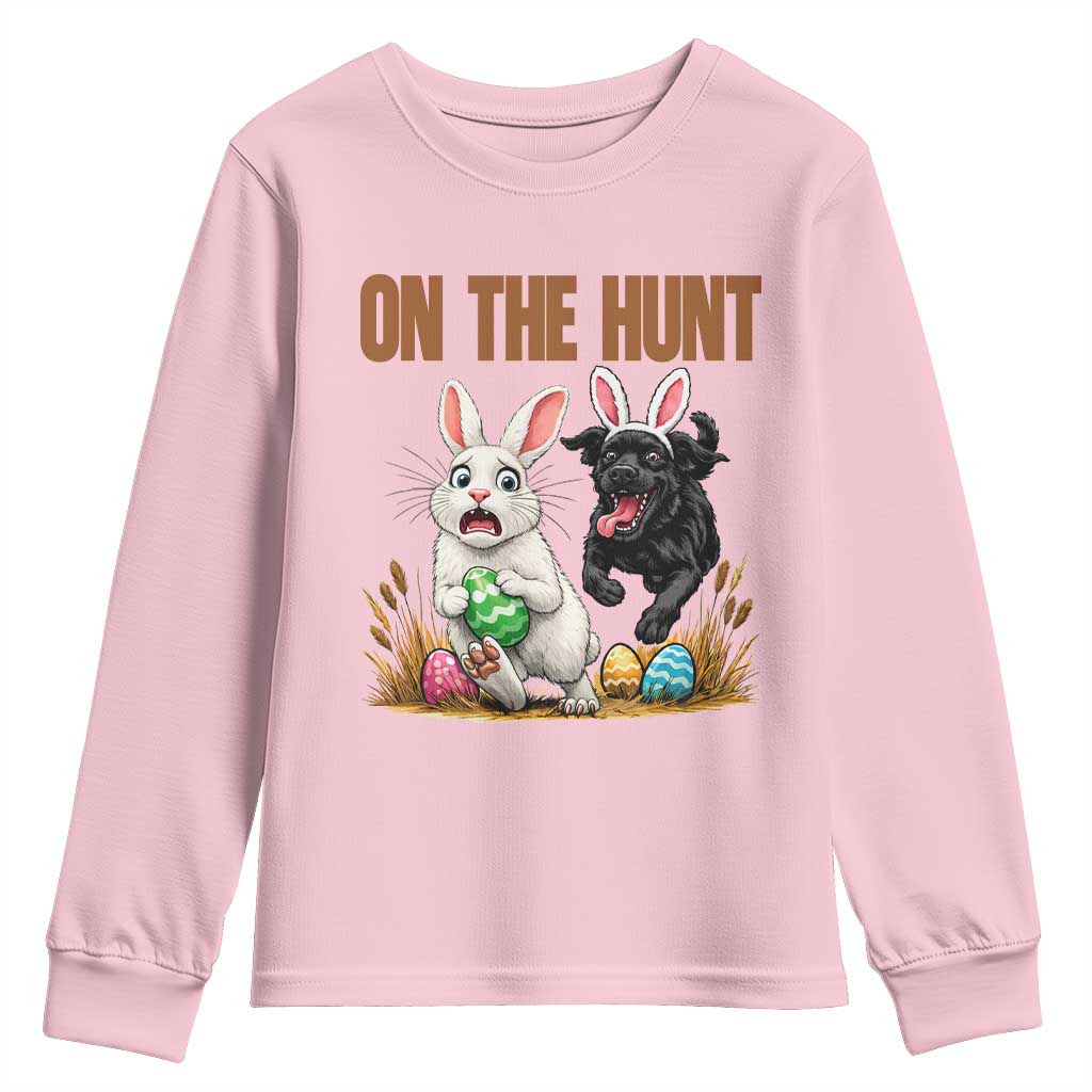 Funny Easter Labrador Bunny Ears Youth Sweatshirt On The Hunt