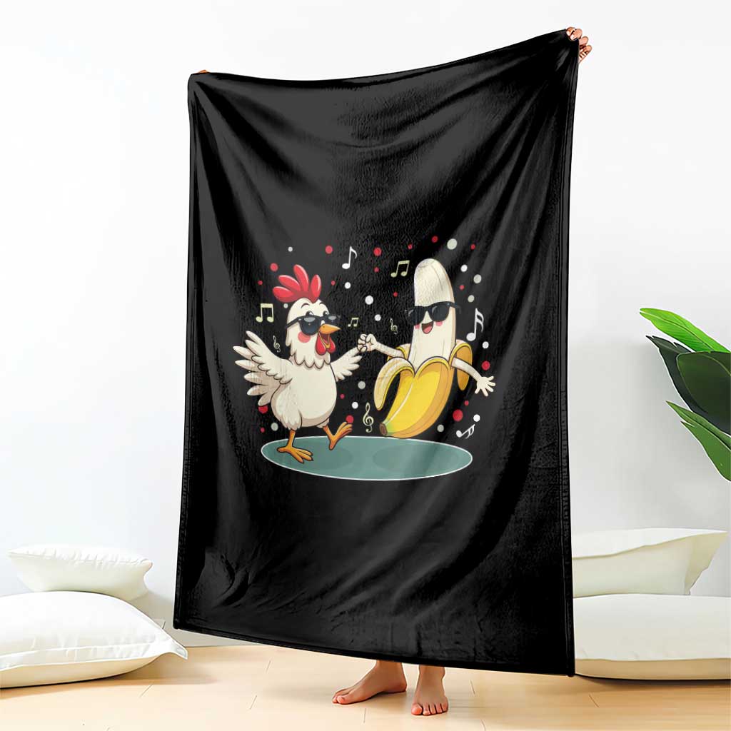 Funny Banana Chicken Dance Throw Blanket Chaos Dance Meme Graphic