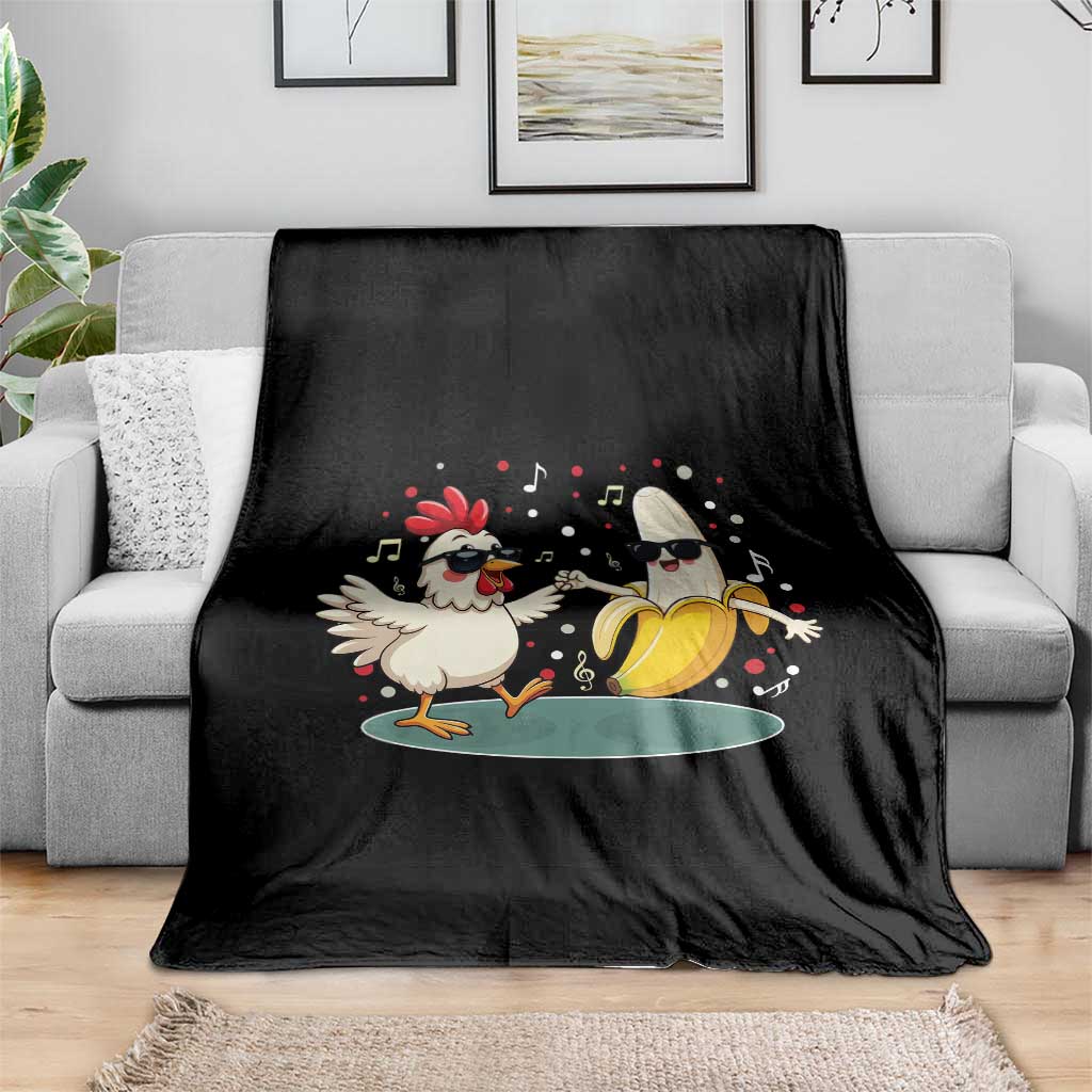 Funny Banana Chicken Dance Throw Blanket Chaos Dance Meme Graphic