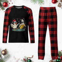 Funny Banana Chicken Dance Plaid Pajama Set Chaos Dance Meme Graphic