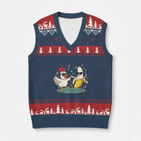 Funny Banana Chicken Dance V-Neck Knit Sweater Vest Chaos Dance Meme Graphic