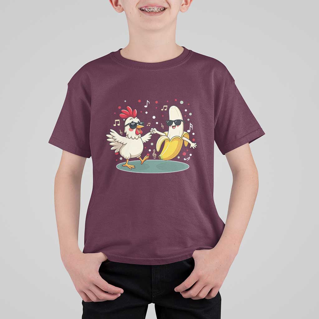Funny Banana Chicken Dance T Shirt For Kid Chaos Dance Meme Graphic