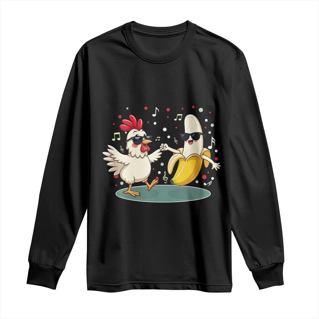 Funny Banana Chicken Dance Long Sleeve Shirt Chaos Dance Meme Graphic