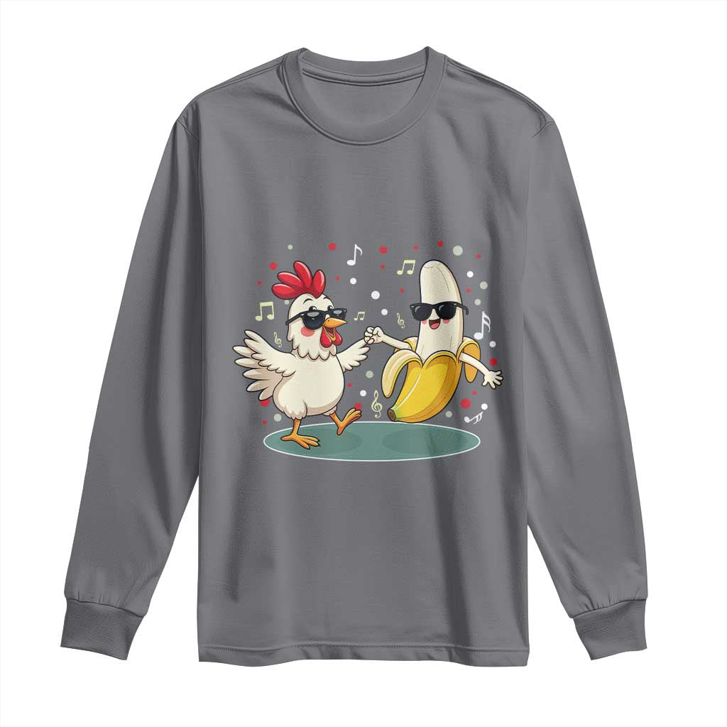 Funny Banana Chicken Dance Long Sleeve Shirt Chaos Dance Meme Graphic