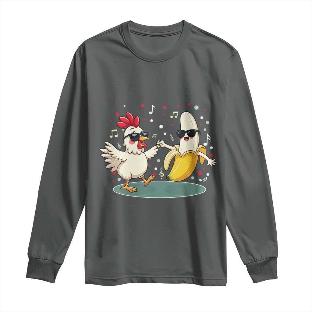 Funny Banana Chicken Dance Long Sleeve Shirt Chaos Dance Meme Graphic