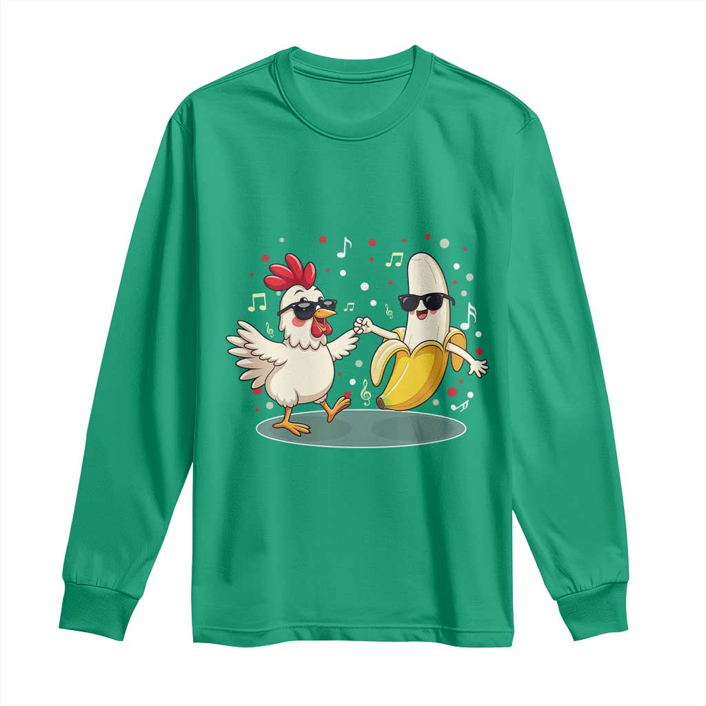 Funny Banana Chicken Dance Long Sleeve Shirt Chaos Dance Meme Graphic