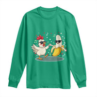 Funny Banana Chicken Dance Long Sleeve Shirt Chaos Dance Meme Graphic